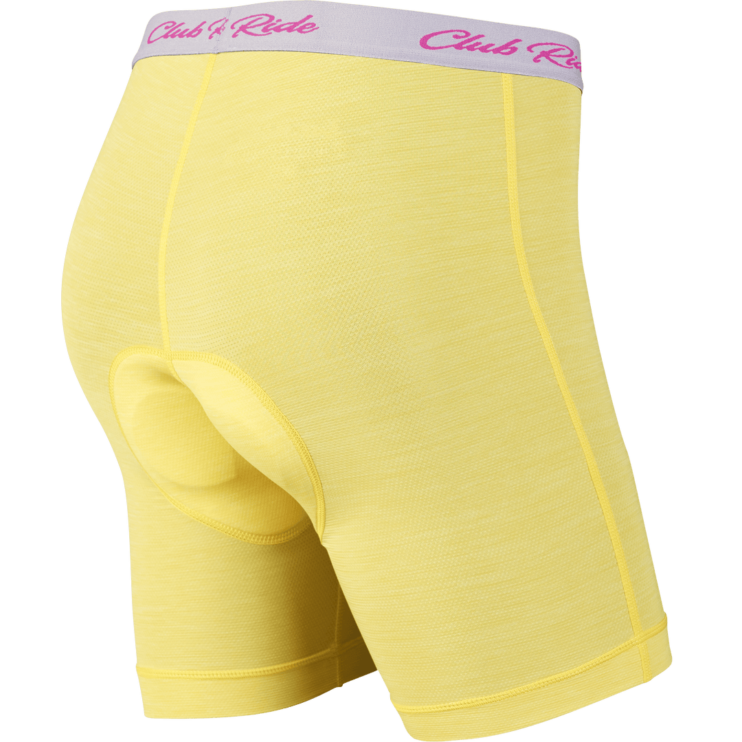 Women's MontCham All Day 3D Gel Chamois 8" | Level 3 - Club Ride Apparel #color_sunshine-yellow